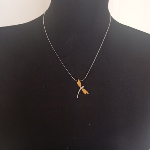 Dragonfly necklace new, minimal elegant design in gold and silver