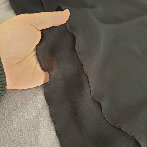 Black chiffon top 3XL like new with unique neckline and wavy hem