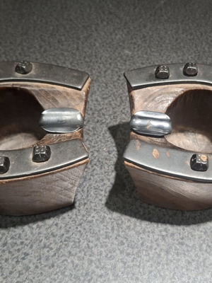 Wooden Horseshoe Ashtrays Set of 2 Like New with Metal Details