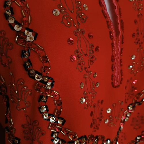 Vintage Caftan embroidered, new, red, size L