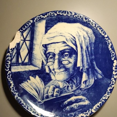 Boch La Louviere plate used, ceramic decorative Delft style