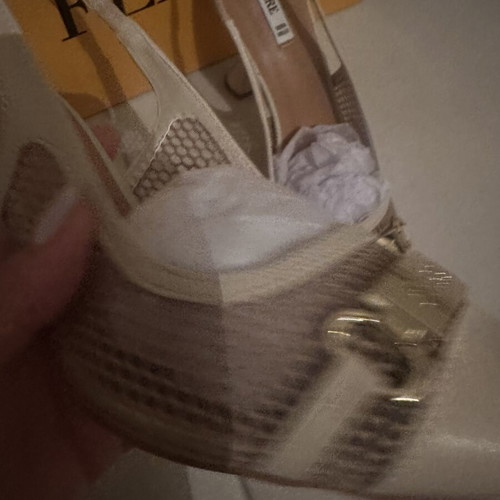 FERRE slingback pumps with mesh and gold buckle, size 39