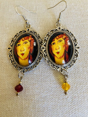 Amedeo Modigliani Handmade Earrings Set New, Orange