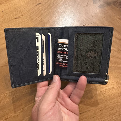 Leather Card and Bill Wallet pocket size 10cmx10cm, like new