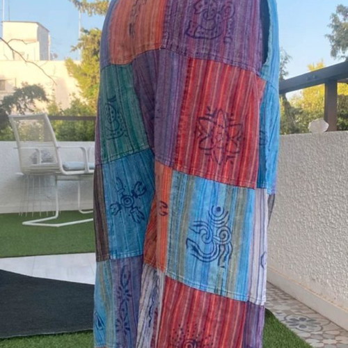 Boho ethnic wide patchwork pants like new, yoga pilates festival