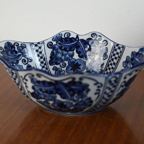Porcelain bowl used, English Home blue-white chinoiserie design