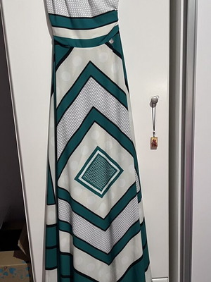 Maxi dress BSB like new, petrol with white and black geometric patterns