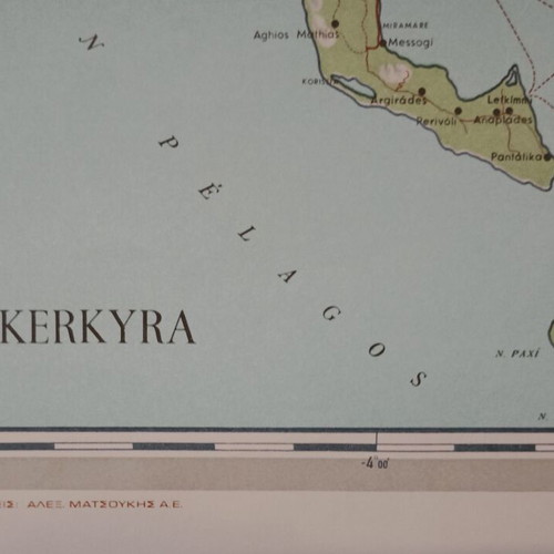 Corfu road and tourist map used, 1971 edition