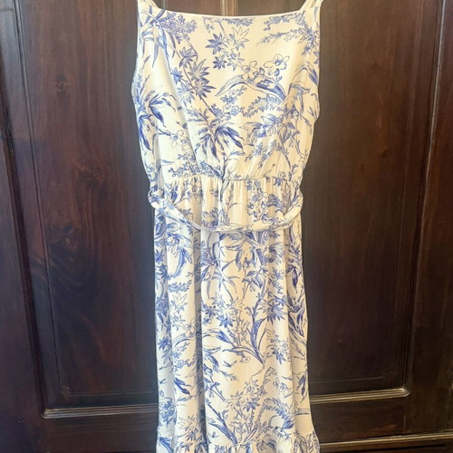 Dress with adjustable straps like new, size L, white and blue