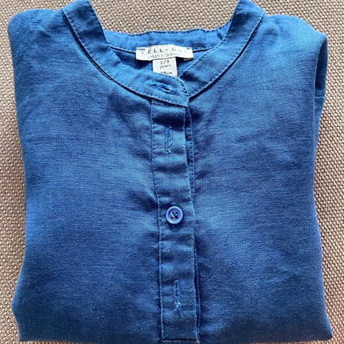Summer Boys Linen Shirt Blue Size 2-3 Years Like New