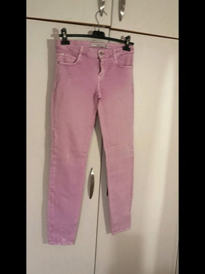 Zara pink denim pants like new with pockets, size S