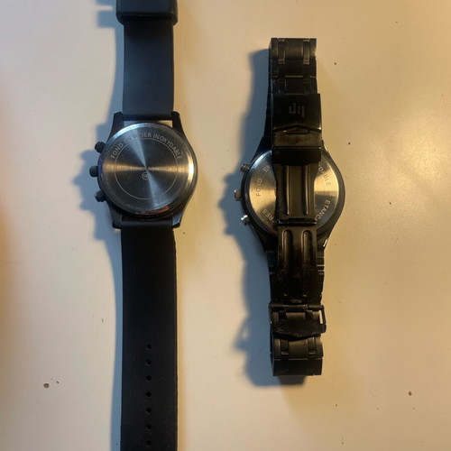 Set of 2 men's Lip and Vuillemin Regnier watches used, black