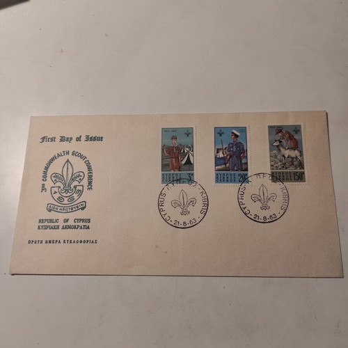 Official first day cover of 3rd Cyprus scout conference like new with 3 stamps