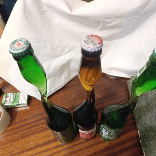 Collectible Twisted Neck Beer Bottles pack of 3 used, sealed