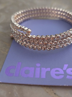 Claire's women's bracelet new, gold with sparkling rhinestones