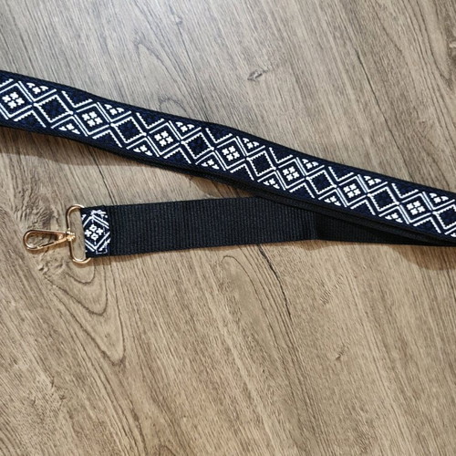 Adjustable blue bag strap with geometric embroidery boho style new