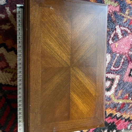 Vintage wooden box with geometric lid used