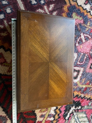 Vintage wooden box with geometric lid used