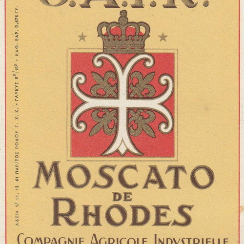 Cair Rhodes wine labels new, pack of 5, 1950-1960
