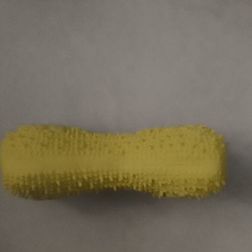 Yellow plastic dog toy with squeaker