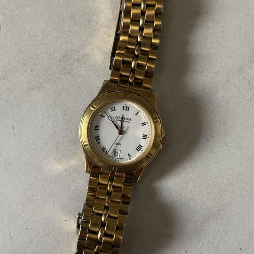 Alpina Seastrong Quartz Dress Watch used, gold-plated, Swiss made