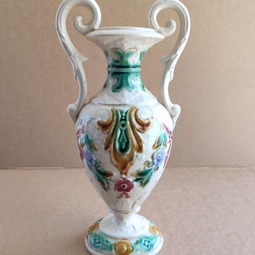 Majolica ceramic vase Rörstrand used, 19th century antique