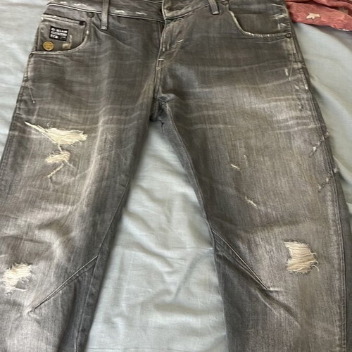 Τζιν G-Star Raw μεταχειρισμένο, μέγεθος 32, γκρι με σκισίματα