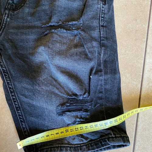 Pull & Bear men's slim black faded bermuda shorts like new with rips