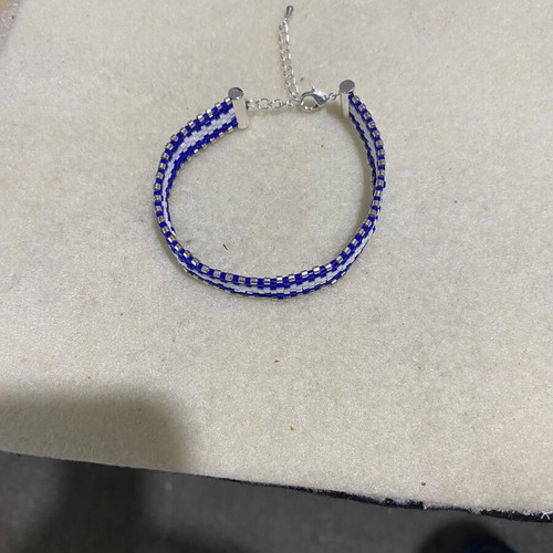 Handmade bracelet with Miyuki beads Peyote stitch blue white silver new