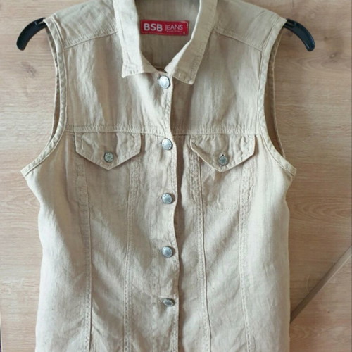 BSB sleeveless beige linen shirt