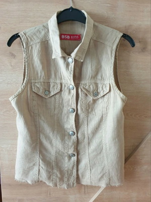 BSB sleeveless beige linen shirt