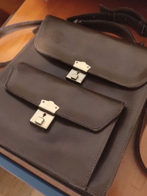 GM leather briefcase used brown