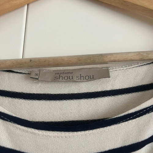 Madame Shou Shou Striped Chiffon Top like new, white and pink, size M