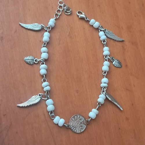 Hand Chain bracelet made to order, white and silver