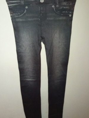 Women's leggings with jean design like new, black and blue