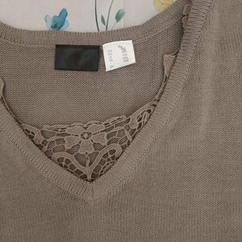 Women's blouse used, beige/brown, cotton, size XL-XXL