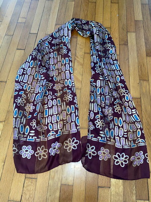 Vintage μακριά στόλα φουλάρι με γεωμετρικό και floral μοτίβο, σαν καινούργιο