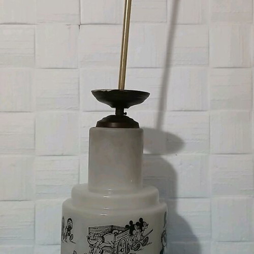 Vintage ceiling light used with Disney characters, glass