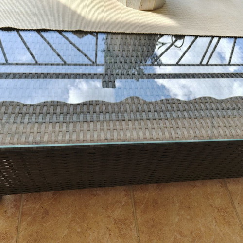 Outdoor corner set with table used, aluminum and rattan