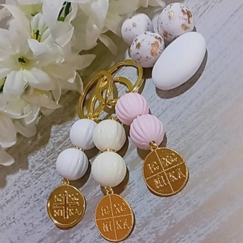 Handmade martyrika keychains with double-sided Konstantinato