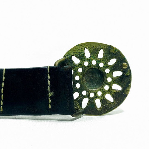 Alphabelts 95 Vintage Leather Belt with Brass Buckle