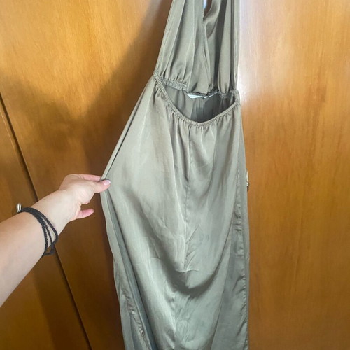 Maxi satin khaki dress by Greek brand Online like new