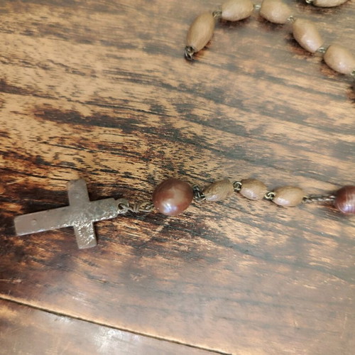 Rosary used with old chain and cross, possibly olive pit beads