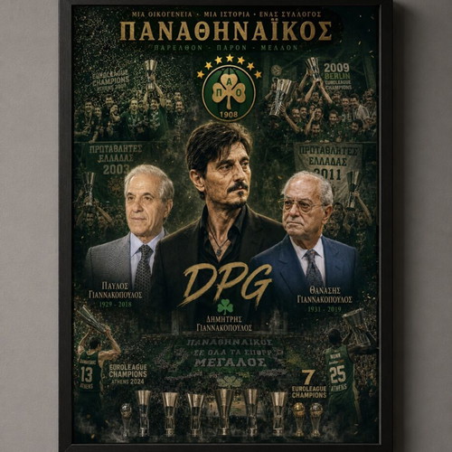Panathinaikos BC framed poster 30x40 cm new