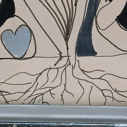 Psychedelic painting used with silver frame