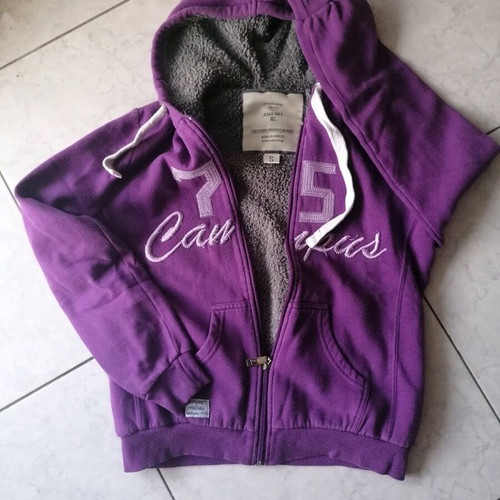 Women's cardigan with fur like new, purple, size S