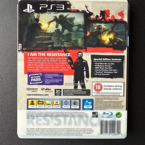 Resistance 3 steelbook like new for PlayStation 3