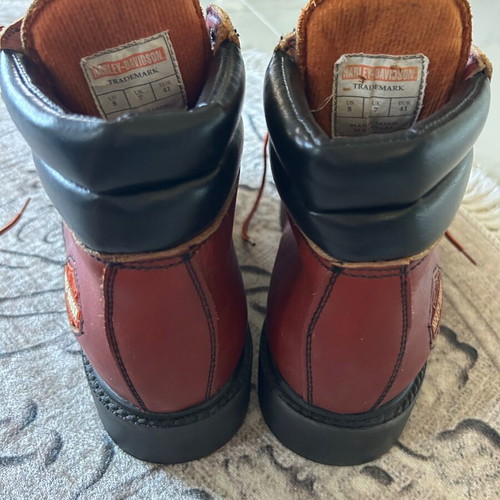Harley-Davidson leather boots used, burgundy with steel toe protection