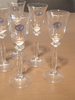 Bohemia crystal liqueur glasses set of 6, 25 years old, new