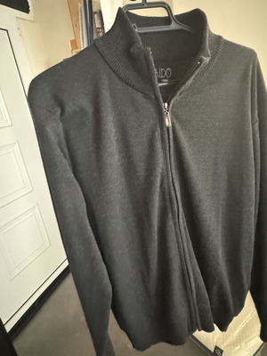 Raido knitted zip-up cardigan, dark grey, size S/M